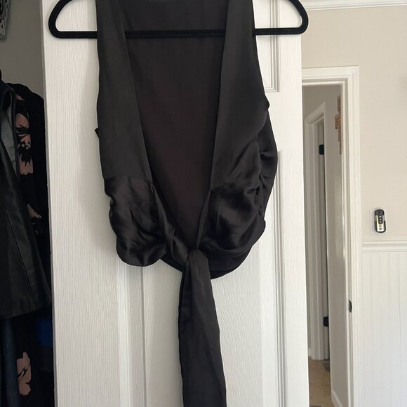 Silk Black Zara Backless Top Size M - Picture 6 of 6